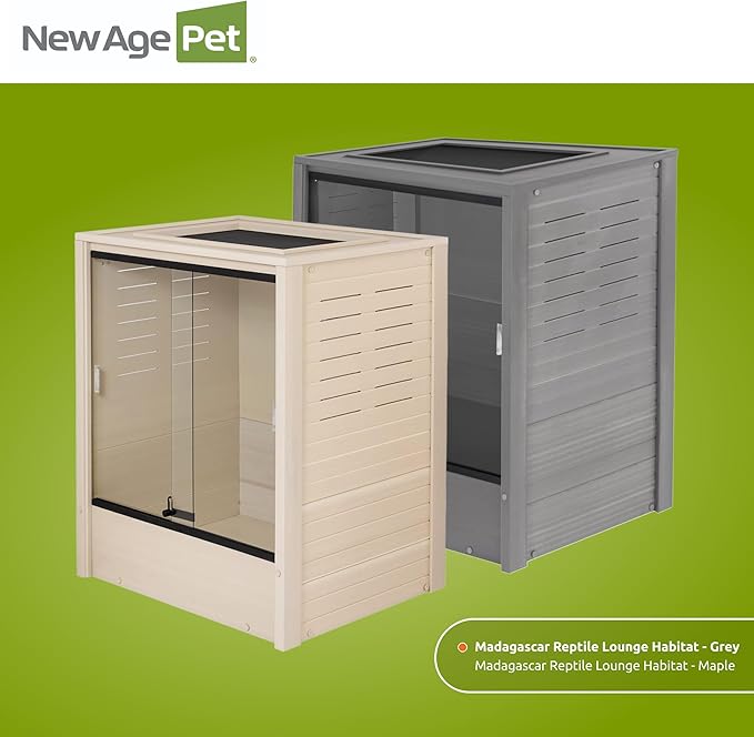 New Age Pet® Madagascar Vertical Reptile Lounge Habitat, (30" L x 24" W x 36" H) Arboreal Chameleon Cage Made with ECOFLEX®, Non-Toxic & Eco-Friendly Materials, Quick & Easy Assembly