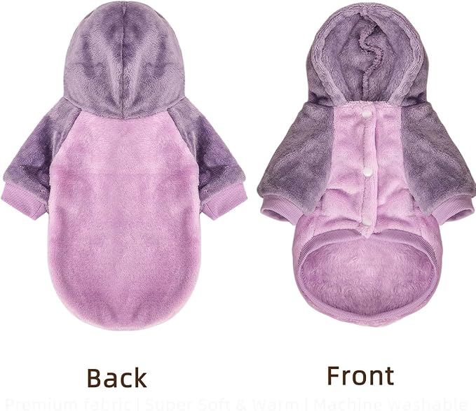 FabriCastle Dog Hoodie Sweater for Small Dogs Boy and Girl, Small Dog Clothes XS XXS Puppy Sweatshirt, Pet Outfit, Cat Clothing Super Soft Warm Snap On Closure (Lavender-Purple, X-Large)