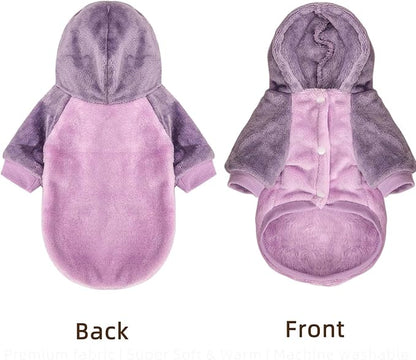 FabriCastle Dog Hoodie Sweater for Small Dogs Boy and Girl, Small Dog Clothes XS XXS Puppy Sweatshirt, Pet Outfit, Cat Clothing Super Soft Warm Snap On Closure (Lavender-Purple, X-Large)
