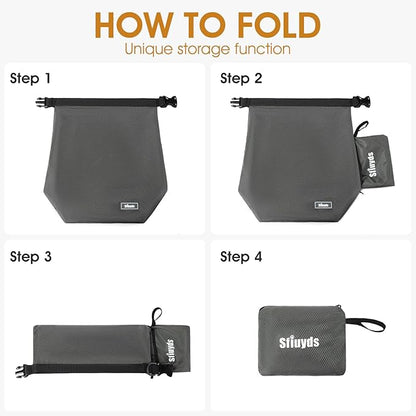 Waterproof Pet Food Storage Bag,Dog Food Container 12 lb w/2PCS Collapsible Dog Travel Bowls and Zipper Side Pocket(Gray, Small)