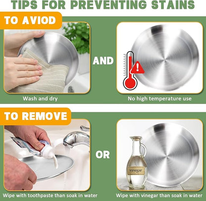 8-Pack Stainless Steel Cat Food Bowls – Shallow Whisker-Friendly Non-Slip Silicone Base,Easy to Clean Indoor Feeding Dishes(6.7")