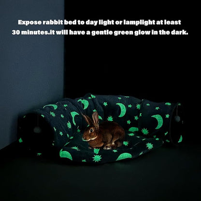 BWOGUE Bunny Tunnel Bed, 2-in-1 Collapsible Tunnel Tubes Toys with Removable Mat Hideout for Cats Kittens Rabbits Guinea Pigs Kitty