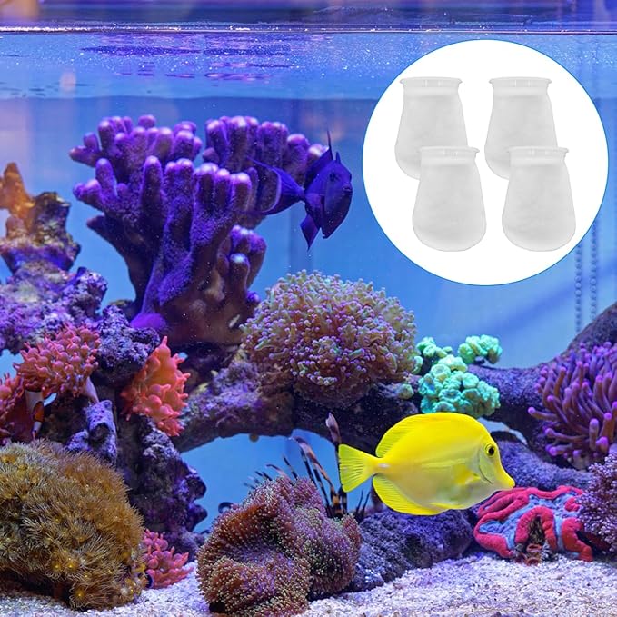 4Pcs 4 Inch Ring Filter Socks 200 Micron, Aquarium Filter Socks, 4 Inch Ring by 7 Inch Long, Aquarium Filter Bags for Freshwater Saltwater Aquariums Fish Tank,Sump Filter Socks,Use in Ponds Overflows