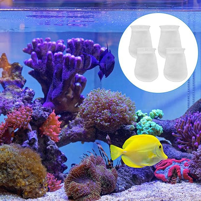 4Pcs 4 Inch Ring Filter Socks 200 Micron, Aquarium Filter Socks, 4 Inch Ring by 7 Inch Long, Aquarium Filter Bags for Freshwater Saltwater Aquariums Fish Tank,Sump Filter Socks,Use in Ponds Overflows