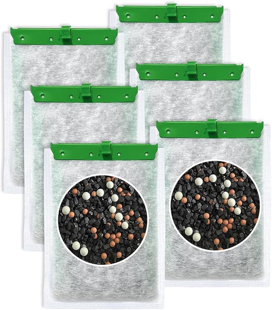 6 PCS Super Upgraded Filter Cartridges Large with 3 Premium Materials Compatible with Tetra Whisper Bio-Bag Aquarium Filters, Fish Tank Filter for Whisper 20i 40i/ IQ 20 30 45 60/ PF20 30 40 60