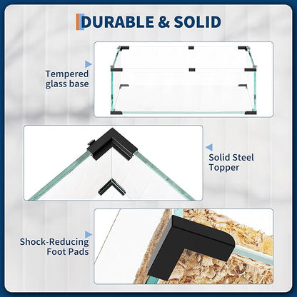 3 Tiers Large Hamster Cages, Metal Guinea Pig Cages Habitat with 4pcs Hamster Cages Accessories, Transparent Small Animal Habitat for Rodent, Guinea Pigs,Chinchilla, Amster, Hedgehog-Metal and Glass