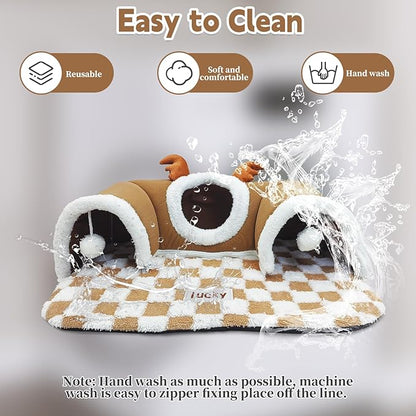 PINVNBY 3 Pcs Guinea Pig Hideout and Tunnel Bed, Removable Soft Bunny Tunnel Tube with Guinea Pig Liner Small Animal Tunnel Toy for Ferrets Hamster Hedgehog Kitty Chinchilla
