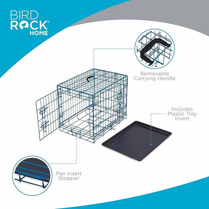 Internet's Best Double Door Steel Crates Collapsible and Foldable Wire Dog Kennel, 24 Inch (Small), Blue