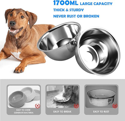 Elevated Dog Bowls, 10" Tall Height, Raised Bowl Stand with 2 Stainless Steel Food Feeder Bowls (58oz) and Spill-Proof Mat for Medium Large and Small Breeds