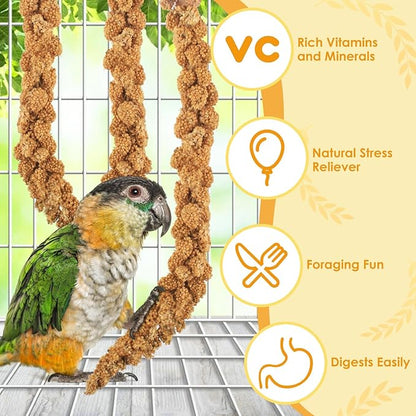 KATUMO 1.1LB Spray Millet Treat for Pet Birds, Natual Sun-Dried Bird Millet Parrot Food for Parakeet Budgie Cockatiel Finches Lovebird Conure Parrots Hamster