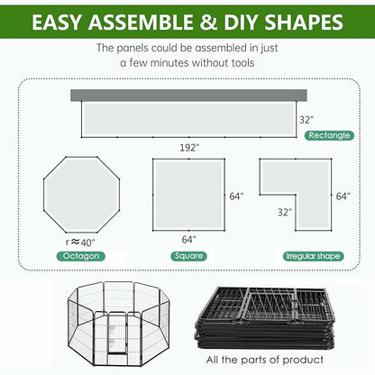 BestPet | Dog Playpen | 40 Inch, 8 Panels | Heavy Duty Metal Pet Exercise Pen | Indoor Outdoor Fence Panels | Rust-Resistant, Removable, Tool-Free Setup | Anti-Skid, Expandable Design