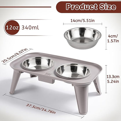Elevated Cat Bowls, Stainless Steel Cat Food Bowls, Whisker Stress-Free, Raised Food and Water Dish for Cats