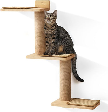 FUKUMARU Cat Wall Shelves, 3 in 1 Transformable Cats Scratching Post Wall Mounted, DIY Kitten Walls Jungle and Perch Platform Supplies, Suit for Climb, Play, Nap, Scratch