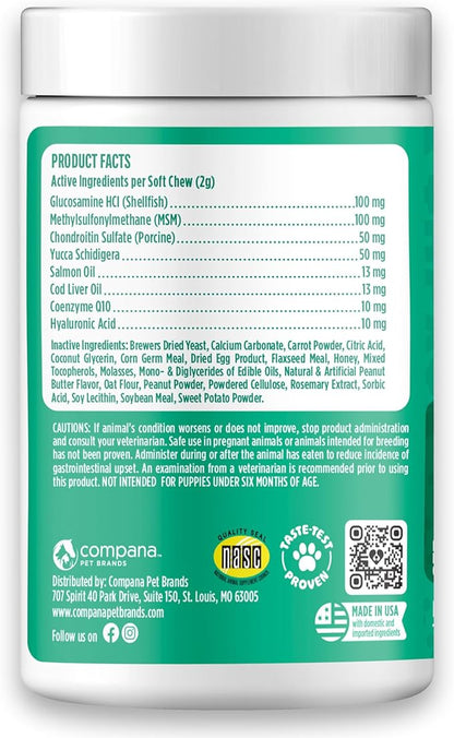 Doggie Dailies, Hip and Joint Supplement for Dogs, Glucosamine Chondroitin, Premium Hip and Joint Chews for Dogs All Breeds & Sizes, Dog Vitamins and Supplements, (Peanut Butter) 225 Chews