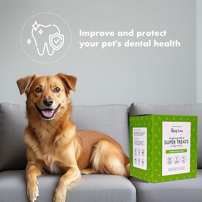 King Lou Pets - Whole Duck Necks for Dogs and Cats - Single Ingredient Dog Treat - Dehydrated Cat Treats - USA-Made Dog and Cat Treats - Supports Hip and Joint Health - 20 Count