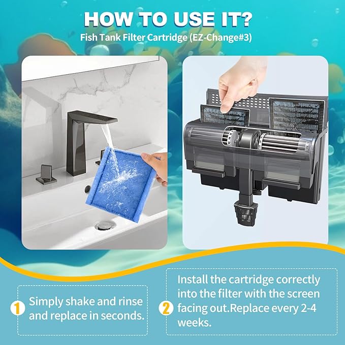 Aquarium Filter Cartridge 12 Pack Rite-Size C & EZ-Change #3 Fish Tank Filter Cartridge Replacement Compatible with PRO Power Filters 275/375 /Power Filters 200/350