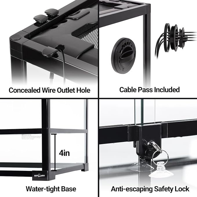 REPTIZOO 120 Gallon Large Reptile Terrarium Tank, 48" x 24" x 24" Front Opening Terrarium Glass Reptile Tank with Screen Ventilation, Supporting Used as 2 Separate Habitats Easy Assembly