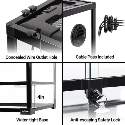 REPTIZOO 120 Gallon Large Reptile Terrarium Tank, 48" x 24" x 24" Front Opening Terrarium Glass Reptile Tank with Screen Ventilation, Supporting Used as 2 Separate Habitats Easy Assembly