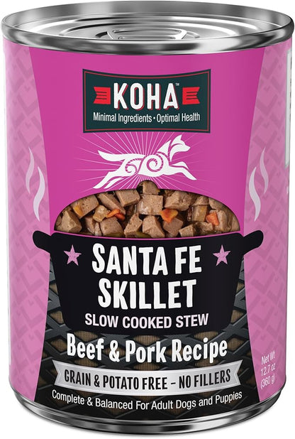 KOHA Santa Fe Skillet Stew for Dogs with Beef and Pork, High Protein Wet Dog Food, 12.7oz Cans (Case of 12)