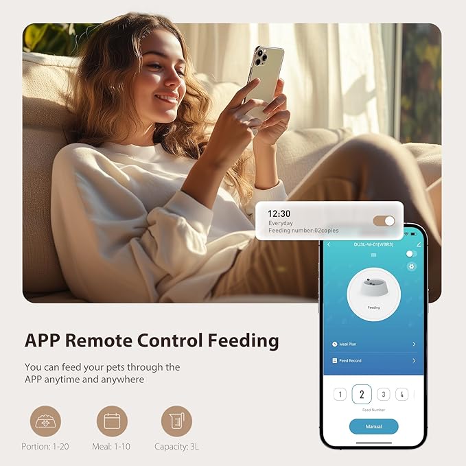 Automatic Cat Feeder 5G WiFi and Water Dispenser, Timed Dry Food Dispenser APP Remote Control, Programmable Portions, with Desiccant, Cat Fountains for Drinking with Filter, Small Pets (Combo)