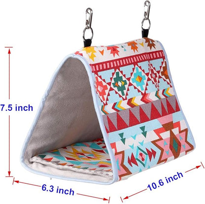 KINTOR Bird Nest Snuggle Hut,Parrot Habitat Cave Hanging Tent for Small Medium Parrots Budgies Eclectus Parakeet Cockatiels Lovebird African Grey (Pink Ethnic, M)