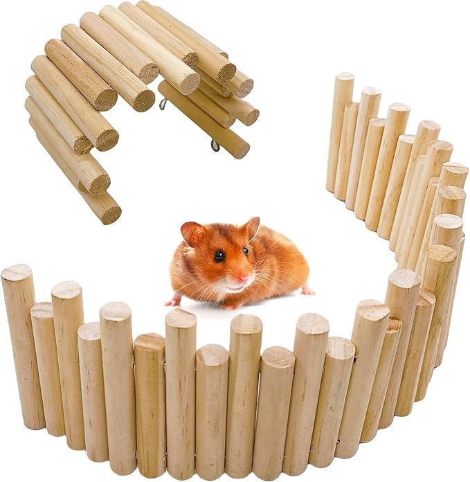 Hamster Bridge19.7x3.9in&9.8x3.9in Rat Wooden Fence Flexible Bendy Climbing Ladder Cage Accessories for Syrian Hamster Gerbil Mouse Rat