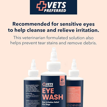 Vets Preferred Eye Cleaner for Dogs - Dog Eye Wash Drops for Infection & Tear Stain Remover - Improves Allergy Symptoms, Infections & Runny Eyes - Dog Eye Drops Rinse for Every Dog - 4 Oz
