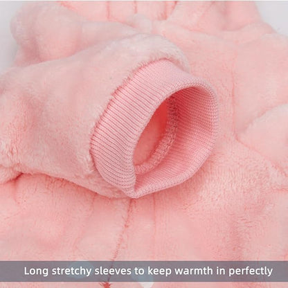 FabriCastle Dog Hoodie Sweater for Small Dogs Boy and Girl, Dog Clothes XS XXS Puppy Sweatshirt, Pet Outfit, Cat Clothing Super Soft Warm Snap On Closure (Pink, Medium)