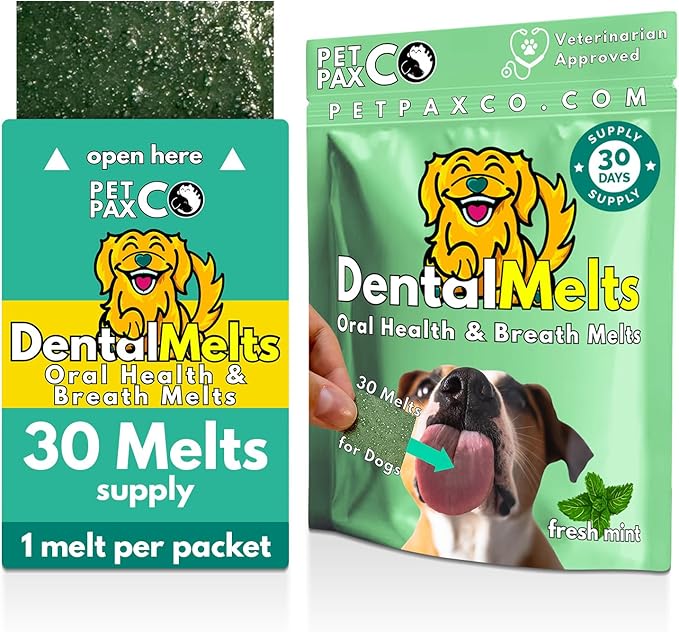 Dog Breath Freshener 5 in 1 – 30 Oral Strips – Natural Sage, Spirulina, Apple Cider Vinegar – Dogs Dental Care Products, Fresh Breath & Oral Hygiene Support – No Chew Dog Breath Mints