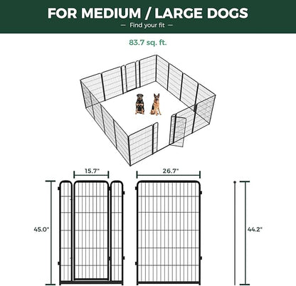 FXW Homeplus Unleashed Indoor Dog Playpen - Stress-Free and Safe Play, Heavy Duty 45 Inch 16 Panels Dog Pen for Large Dogs, Black│Patented