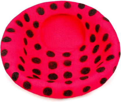 Woolygon Premium Felt Cat Cave Bed - Polka Dot Series - Wool Kitty Beds Handcrafted Kitten Caves Bed for Indoor Cats - Eco-Friendly Merino Wool, Foldable Cat Hideaway Cat Houses (Red/Black Dots)