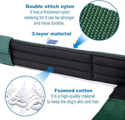 TSPRO Tactical Dog Collar, Adjustable, with Patch & Double Needle Metal Buckle, Heavy Duty for Large to Extra Large Dogs, Durable for Walking, Running, Hiking & Training (Green L-XL)