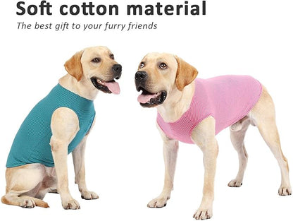 WEONE Dog Summer T-Shirts Striped Cotton Vest,Pet Breathable Soft Basic Clothes for Small Medium Larg Boy Girl Dogs,XS