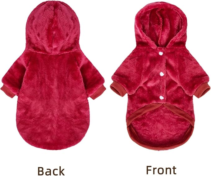 FabriCastle Dog Hoodie Sweater for Small Dogs Boy and Girl, Dog Clothes XS XXS Puppy Sweatshirt, Pet Outfit, Cat Clothing Super Soft Warm Snap On Closure (Wine red, X-Small)
