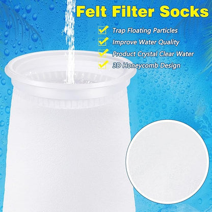 Jecery 16 Pack 4 Inch Ring Filter Socks 200 μm Aquarium Filter Bags Aquarium Socks for Tank Sump Saltwater Freshwater(9.5 × 4 inches)