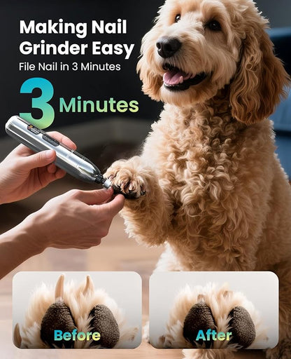 oneisall Dog Clippers for Grooming Thick/Heavy Coats, 4-in-1 Dog Grooming Kit Low Noise with Stainless Steel Blade, Cordless Dogs Paw Trimmer Pet Nail Grinder for Small & Large Dogs Cats Animals