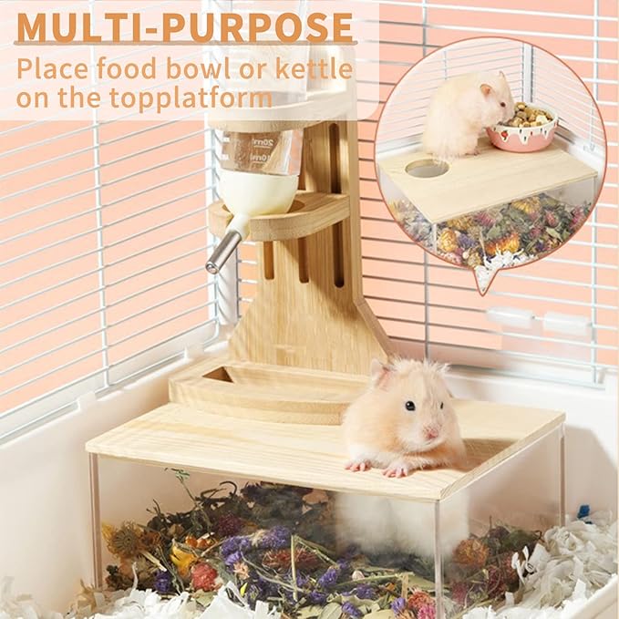 kathson Hamster Sand Bath Box Transparent Acrylic Small Animals Shower Bathtub Guinea Pigs Digging Sand Container Cage Accessories for Lemmings Gerbil Mice Hedgehog Chinchilla (Rectangle)