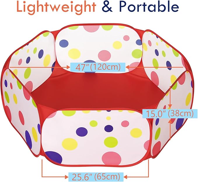 Pawaboo Small Animals Playpen, Waterproof Small Pet Cage Tent with Strong Steel Wire Frame, Portable Outdoor Yard Fence for Chick/Kitten/Puppy/Guinea Pig/Rabbits/Hamster/Chinchillas, Red + Polka Dots