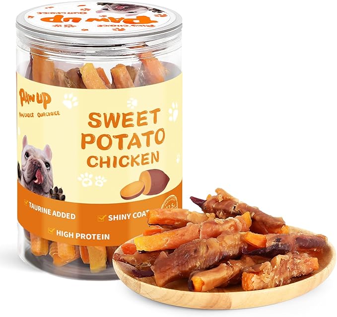 Chicken Sweet Potato Dog Treats, Double Sweet Potato Chews with Taurine, Healthy Pet Snacks for Small Medium Large Dogs, 12.5 oz
