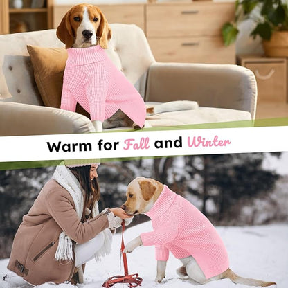 Queenmore Small Dog Sweaters, Dog Sweaters for Small Dogs Male, Pet Sweaters with Check Pattern, Soft Warm Plaid Pull-on Cat Knitwear, Pink S