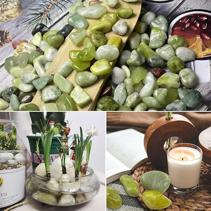 10lbs Jade River Rocks, 1-2 Inch Natural Pebbles for Indoor Plants, High Polished Decorative Stones Vase Filler Fish Tank Aquariums Landscaping Garden Outdoor and Indoor DIY