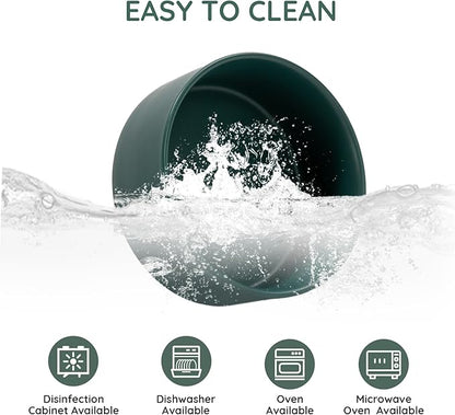 SPUNKYJUNKY 13.5OZ Ceramic Dog and Cat Bowl, Modern Cute Weighted Food Water Bowl for Replacement Green (2 Pack)