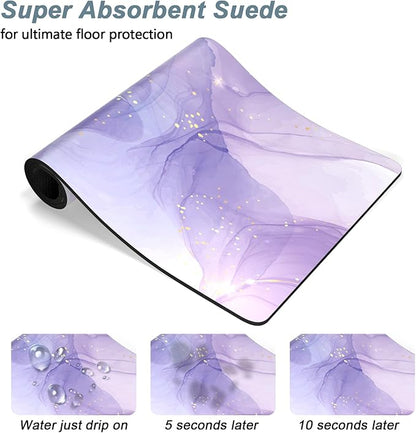 Rnivvi Dog Food Mat, 16" x 24" Marble Absorbent Dog Cat Bowl Mat for Food and Water, Cute Anti-Slip Rubber Pet Feeding Rug Protect Floors, Puppy Placemat for Feeding & Watering Supplies, Purple