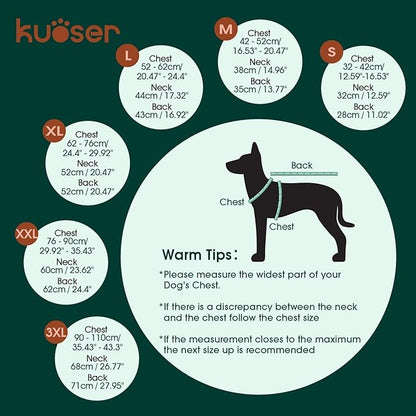 Kuoser Super-Warm Dog Jacket, Fleece Lined Turtleneck Snowsuit for Extra Large Dogs Boy Girl, Windproof Reflective Dog Winter Coat Christmas Pet Cold Weather Clothes, Red 2XL