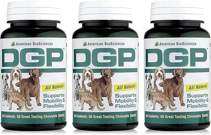 DGP, All-Natural Joint Supplement for Dogs - Joint Support with Turmeric, Boswellia Extract & More - Quick Effect for Pet Mobility Support - 180 Chewable Tablets (Pack of 3)