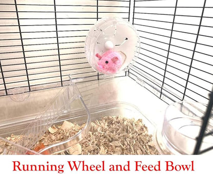 Large 3-Floor Clear Transparent Cage with 8-Inch Deep Clear See Through Base for Hamster Guinea Pig Habitat Rodent Gerbil Rat Mice Mouse