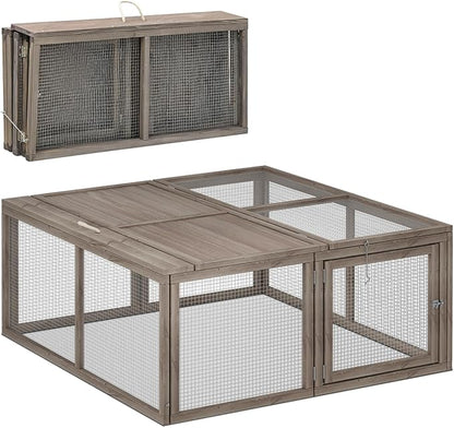 Magshion Foldable Chicken Coop Rabbit Hutch Outdoor, Pet Cage House Wood Small Animal Poultry Cage Run with Openable Roof for Ourdoor Backyard, 45.5 Inch, No Assembly Required (Grey)
