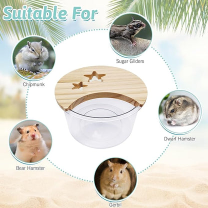 kathson Hamster Sand Bath Box Transparent Gerbil Bathroom & Digging Box Acrylic Small Animals Litter Box Syrian Hamster Dust Bath Container Cage Accessories for Mice Lemmings (Circle)