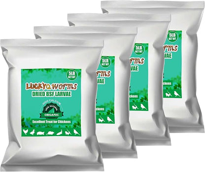 Dried Black Soldier Fly Larvae 20LBS, 85X More Calcium Than Mealworms High-Protein BSF Larvae Chicken Treats Non-GMO BSFL for Chickens, Hens, Ducks, Wild Birds
