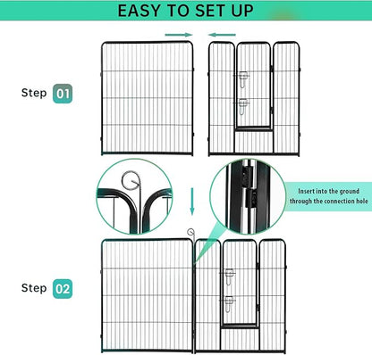 BestPet | Dog Playpen | 40 Inch, 16 Panels | Heavy Duty Metal Pet Exercise Pen | Indoor Outdoor Fence Panels | Rust-Resistant, Removable, Tool-Free Setup | Anti-Skid, Expandable Design